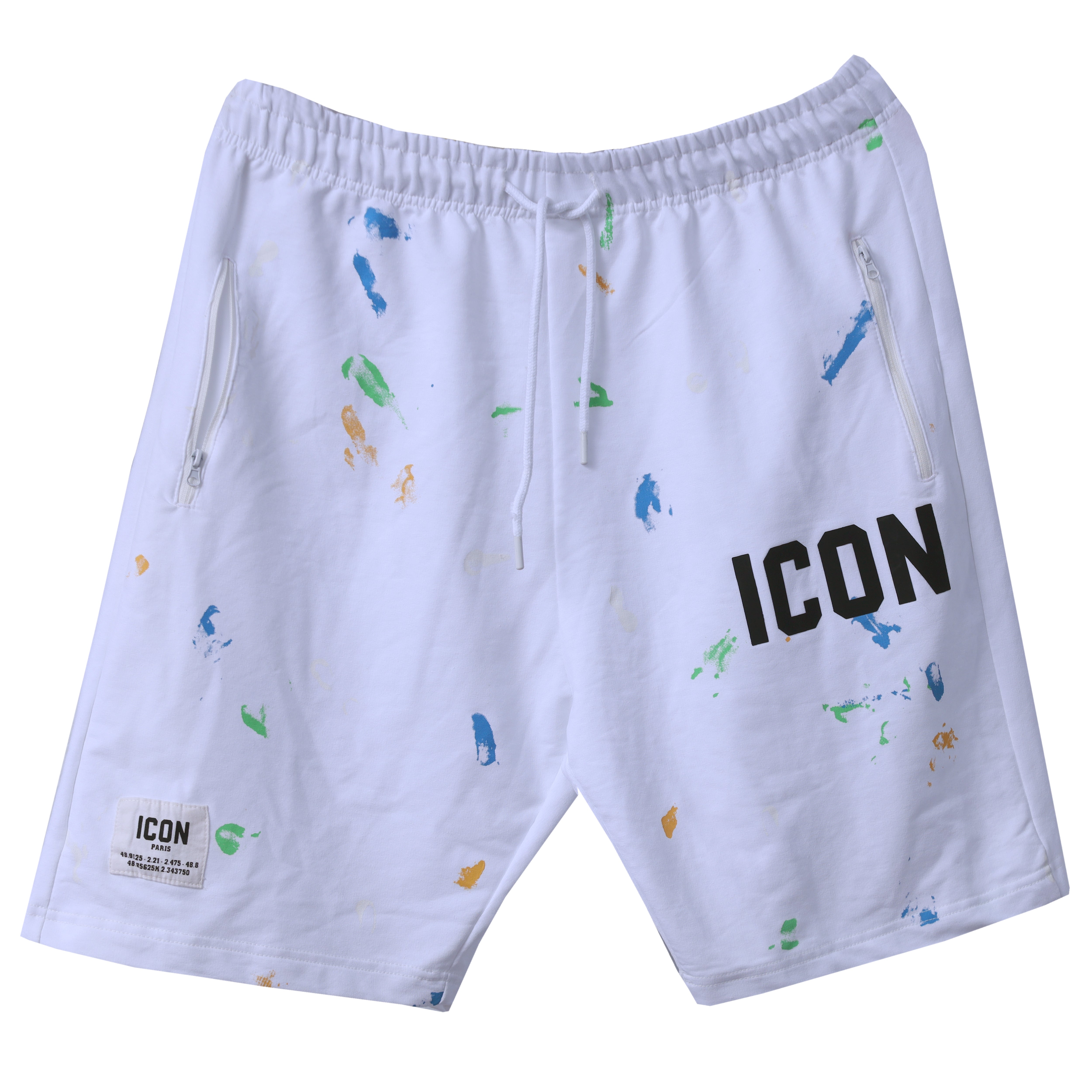 Shorts in white color with different paint or ICON Print – De Fabo